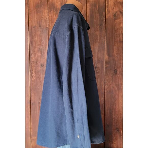 UNTUCKit Men 3XL Navy Blue Heavy Cotton Linen Button-Up Shirt Shacket Reissler - Picture 4 of 13